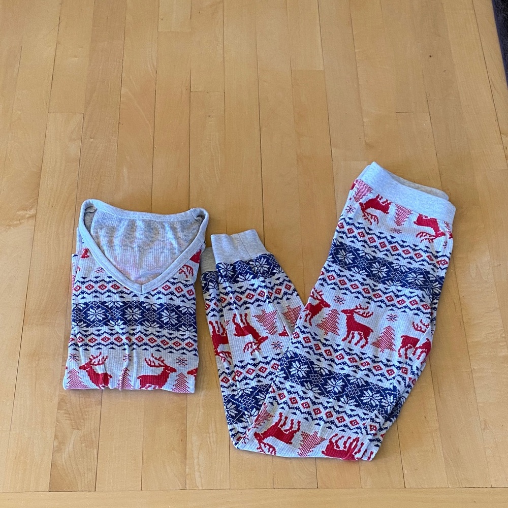 GAP Kids Pajama Set with Red and Blue Reindeer Design